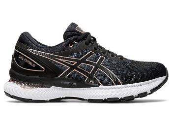 Black / Black Asics GEL-Nimbus 22 Knit Women's Running Shoes | ZJWK1779