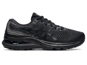 Black / Deep Grey Asics GEL-KAYANO 28 Women's Running Shoes | XYYR4554