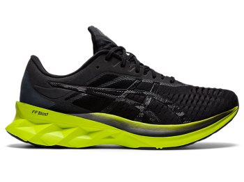 Black / Light Green Asics NOVABLAST Men's Running Shoes | EVUB5345