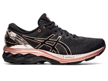 Black / Rose Gold Asics GEL-KAYANO 27 Women's Running Shoes | HVVH1985