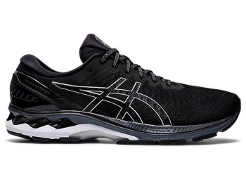 Black / Silver Asics GEL-KAYANO 27 (2E) Men's Running Shoes | GRMW0456