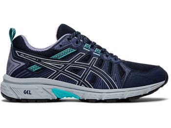 Black / Silver Asics GEL-VENTURE 7 Women's Running Shoes | UVVR4149