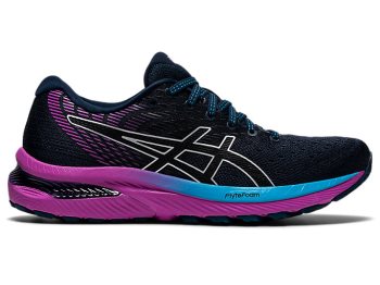 Blue / Black Asics GEL-CUMULUS 22 Women's Running Shoes | MPOK5317