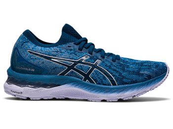 Grey / Blue Asics GEL-NIMBUS 23 KNIT Women's Running Shoes | IYBX6937