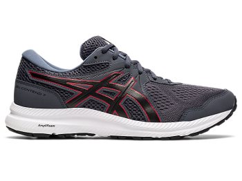 Grey / Red Asics GEL-CONTEND 7 (4E) Men's Running Shoes | KOPD6998