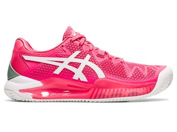 Pink / White Asics GEL-Resolution 8 Clay Women's Tennis Shoes | VVHJ0518