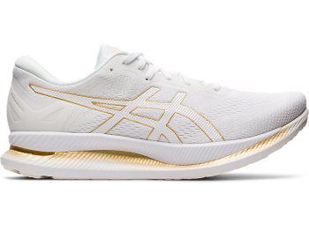 White / Gold Asics GLIDERIDE Women's Running Shoes | SZVY7566