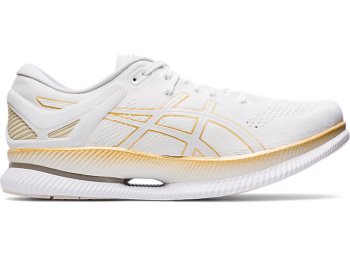 White / Gold Asics METARIDE Men's Running Shoes | KDVY2416