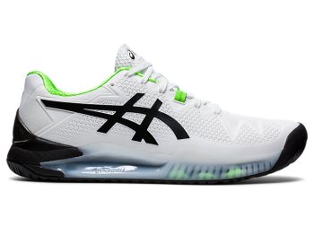 White / Green Asics GEL-Resolution 8 Men's Tennis Shoes | IUNE0578