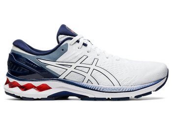 White / Navy Asics GEL-KAYANO 27 Men's Running Shoes | VGAS1264