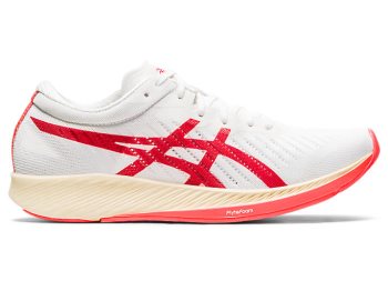 White / Orange Red Asics METARACER Women's Running Shoes | NQCE1044