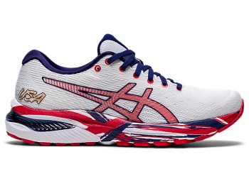 White / Red Asics GEL-CUMULUS 22 Women's Running Shoes | SPJT6699