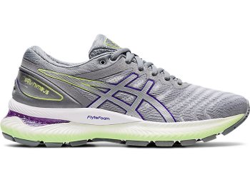 White / Silver Asics GEL-Nimbus 22 Women's Running Shoes | LVVL6396