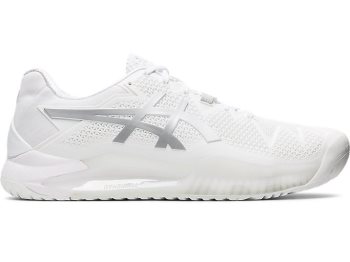 White / Silver Asics GEL-Resolution 8 Men's Tennis Shoes | MGIV0802