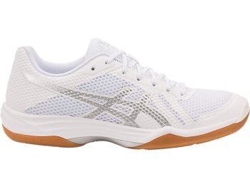 White / Silver Asics GEL-Tactic 2 Women's Volleyball Shoes | RWME4515