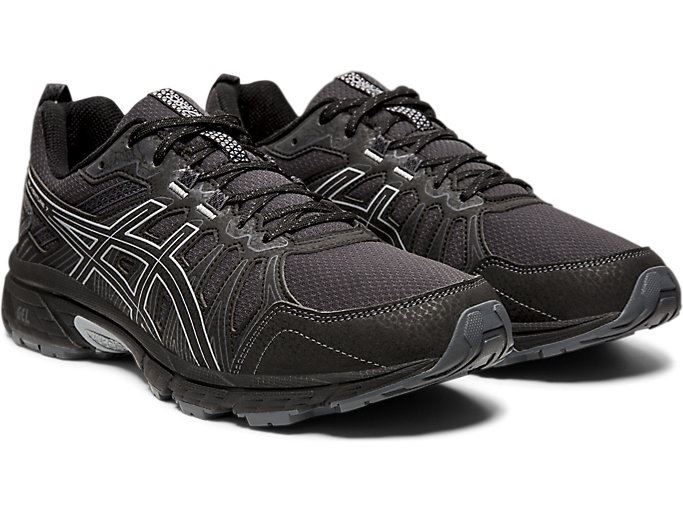 Black Asics GEL-VENTURE 7 (4E) Men's Trail Running Shoes | LRAI0094