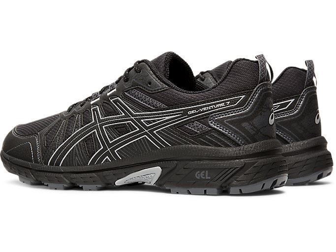 Black Asics GEL-VENTURE 7 (4E) Men's Trail Running Shoes | LRAI0094