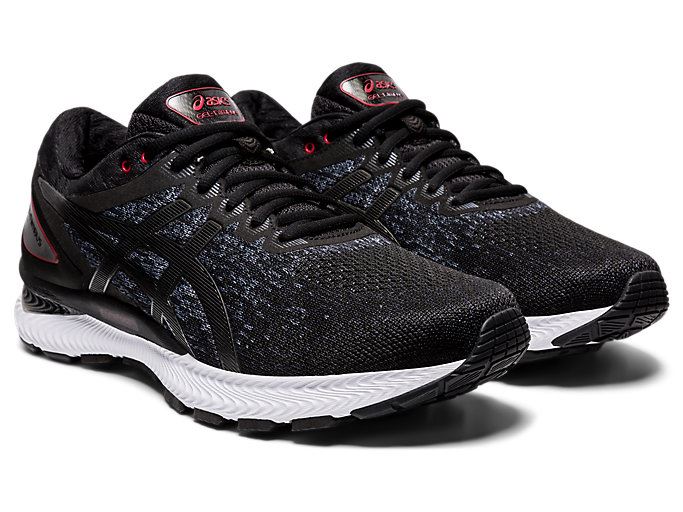 Black / Black Asics GEL-Nimbus 22 Knit Men's Running Shoes | GMER7889