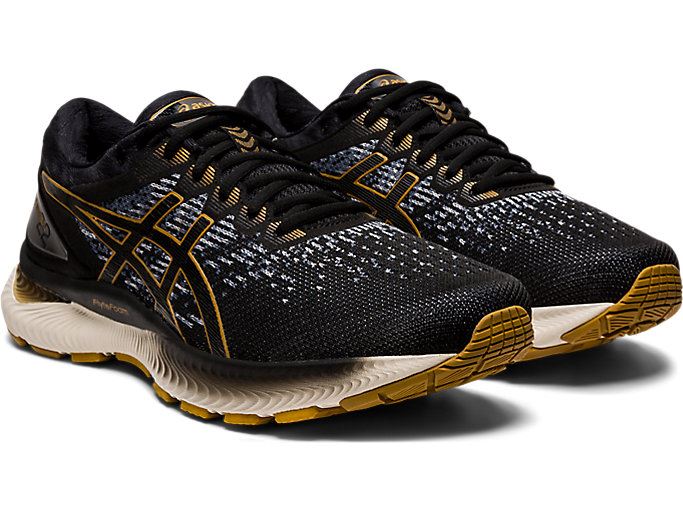 Black / Black Asics GEL-Nimbus 22 Knit Men's Running Shoes | HRYC7935