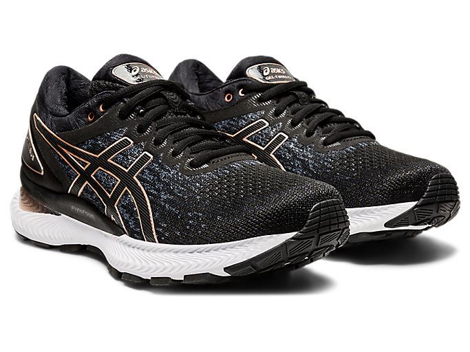 Black / Black Asics GEL-Nimbus 22 Knit Women's Running Shoes | ZJWK1779