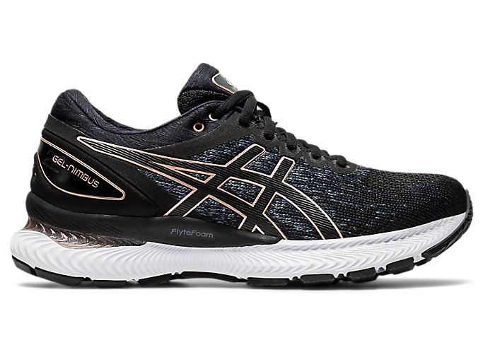 Black / Black Asics GEL-Nimbus 22 Knit Women\'s Running Shoes | ZJWK1779