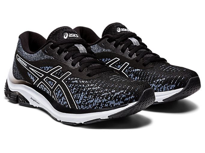 Black / Black Asics GEL-PULSE 12 Knit Women's Running Shoes | DCSU2260