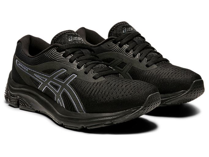 Black / Black Asics GEL-PULSE 12 Women's Running Shoes | XMMB8206