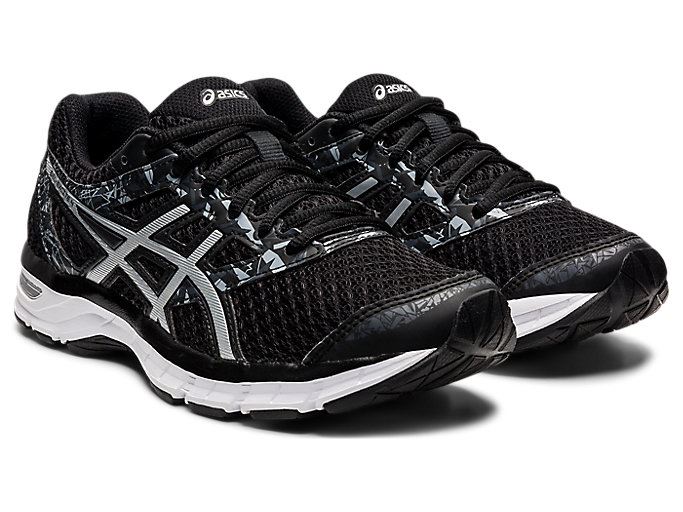 Black / Black / Silver Asics GEL-Excite 4 Women's Running Shoes | TEVE0283