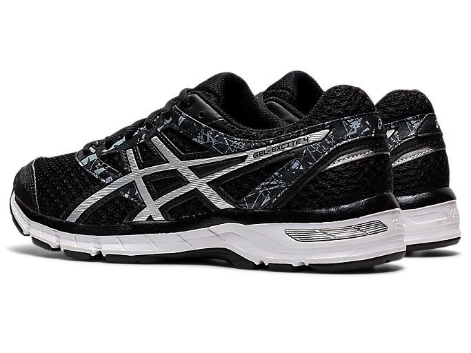 Black / Black / Silver Asics GEL-Excite 4 Women's Running Shoes | TEVE0283