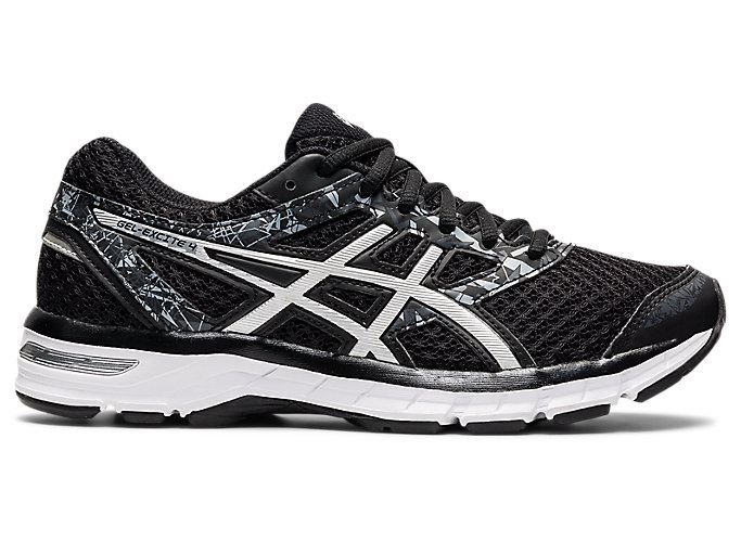 Black / Black / Silver Asics GEL-Excite 4 Women's Running Shoes | TEVE0283