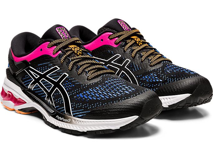 Black / Blue Asics GEL-KAYANO 26 Women's Running Shoes | UKXB0176