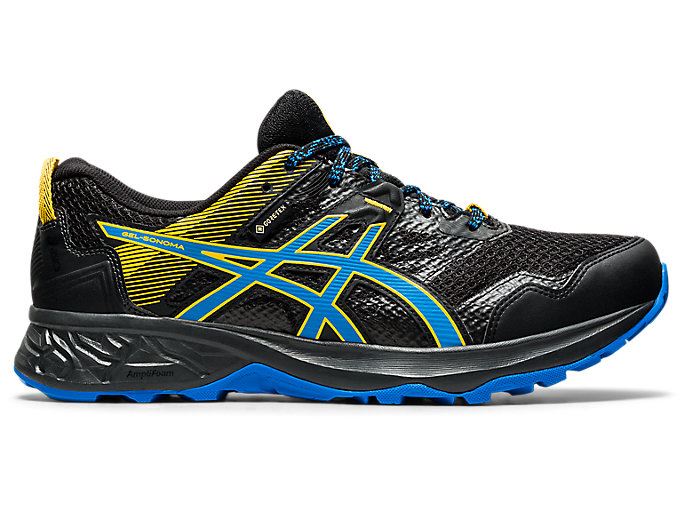 Black / Blue Asics GEL-SONOMA 5 G-TX Men\'s Trail Running Shoes | FQRK8048