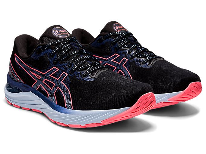 Black / Coral Asics GEL-CUMULUS 23 Women's Running Shoes | UOUH0423