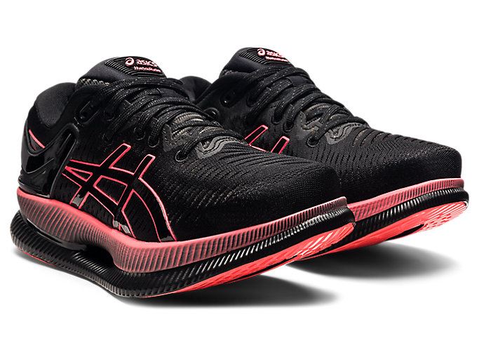 Black / Coral Asics METARIDE Women's Running Shoes | EETH8123