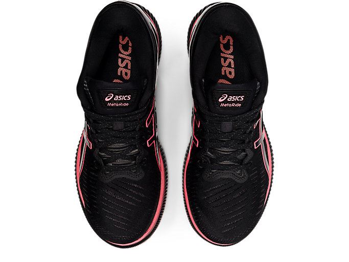 Black / Coral Asics METARIDE Women's Running Shoes | EETH8123