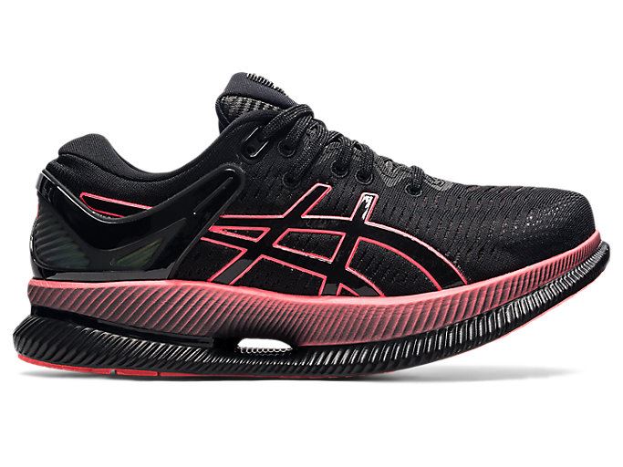 Black / Coral Asics METARIDE Women's Running Shoes | EETH8123