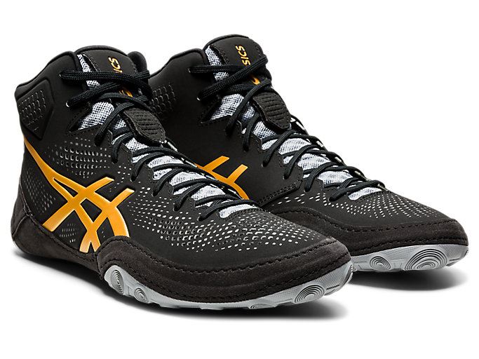 Black / Gold Asics DAN GABLE EVO 2 Men's Wrestling Shoes | UUYO9485