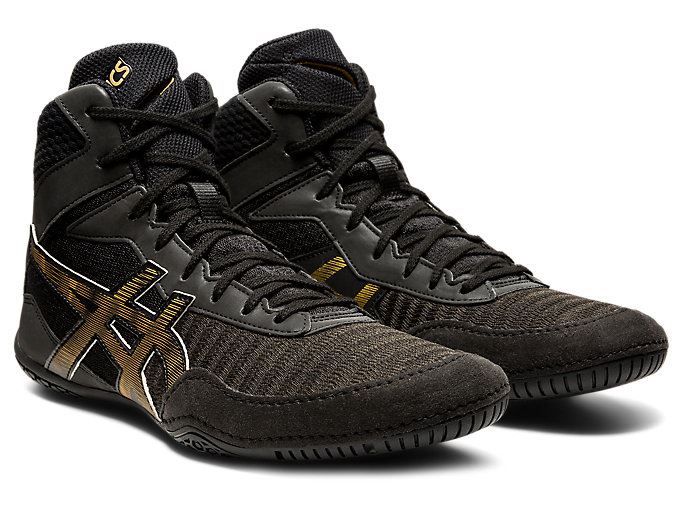 Black / Gold Asics MATCONTROL 2 L.E. LITE-SHOW Women's Wrestling Shoes | RENJ9820