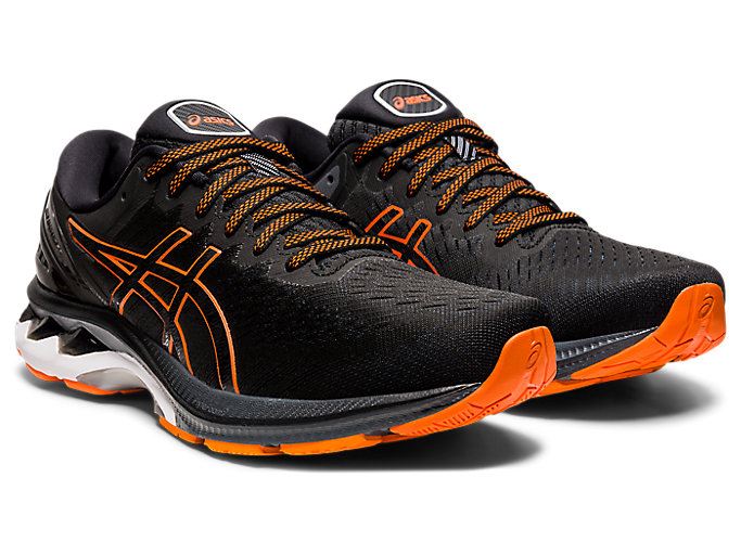 Black / Gold Orange Asics GEL-KAYANO 27 (2E) Men's Running Shoes | JIEH1219