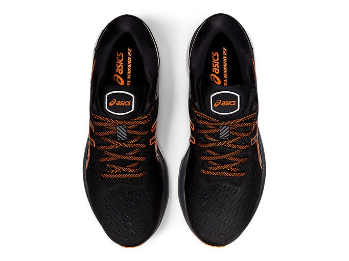 Black / Gold Orange Asics GEL-KAYANO 27 Men's Running Shoes | PEZZ5660