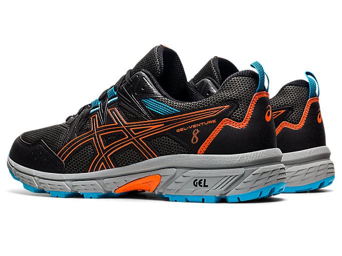 Black / Gold Orange Asics GEL-VENTURE 8 Men's Trail Running Shoes | YLTO2490