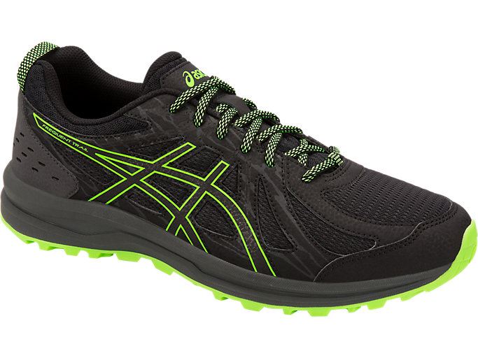 Black / Green Asics Frequent Trail Men's Running Shoes | SRNA2759