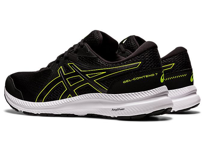 Black / Green Asics GEL-CONTEND 7 (4E) Men's Running Shoes | BZEU1949