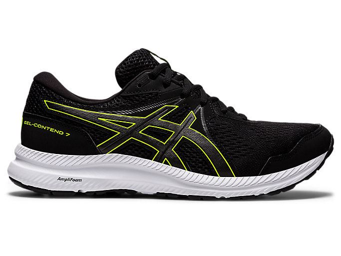 Black / Green Asics GEL-CONTEND 7 (4E) Men\'s Running Shoes | BZEU1949