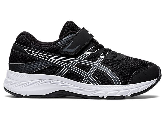 Black / Grey Asics Contend 6 PS Kids' Sneakers | IOFX8562