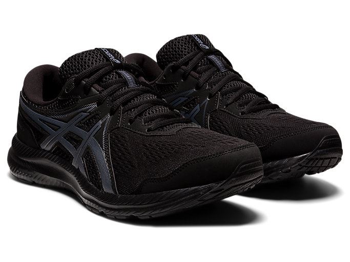 Black / Grey Asics GEL-CONTEND 7 (4E) Men's Running Shoes | YDEV1724