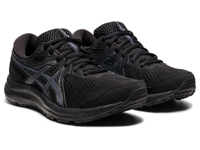 Black / Grey Asics GEL-CONTEND 7 (D) Women's Running Shoes | XJEM7461