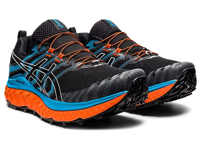 Black / Light Turquoise Asics TRABUCO MAX Men's Trail Running Shoes | WKNQ4616