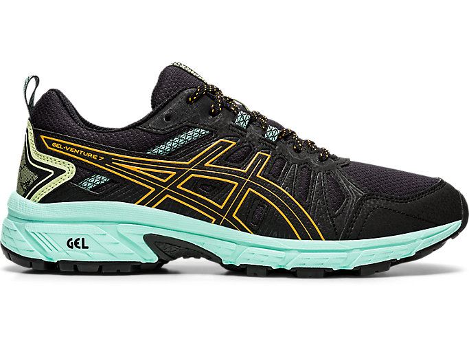 Black / Orange Asics GEL-VENTURE 7 (D) Women's Trail Running Shoes | ZGDL7753