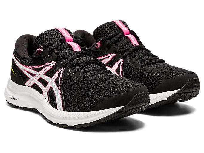 Black / Pink Asics GEL-CONTEND 7 Women's Running Shoes | TPWO5624